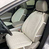 Накидка на сидіння водія з Алькантари Lux ПАЙКА Квадратний ромб ніжно кремовий Преміум+ 1 передня, фото 2
