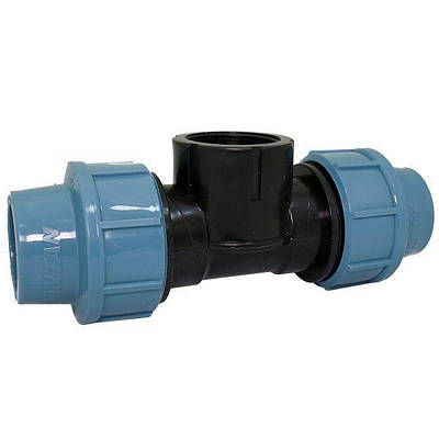 Трійник зажимний із внутрішньою різьбою 40х1 1/2"х40, фітинги для ПНД труб