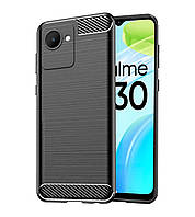 Чохол Fiji Polished Carbon для Realme C30 противоударный бампер чорний