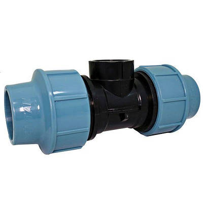 Трійник зажимний із внутрішньою різьбою 50х1 1/4"х50, фітинги для ПНД труб