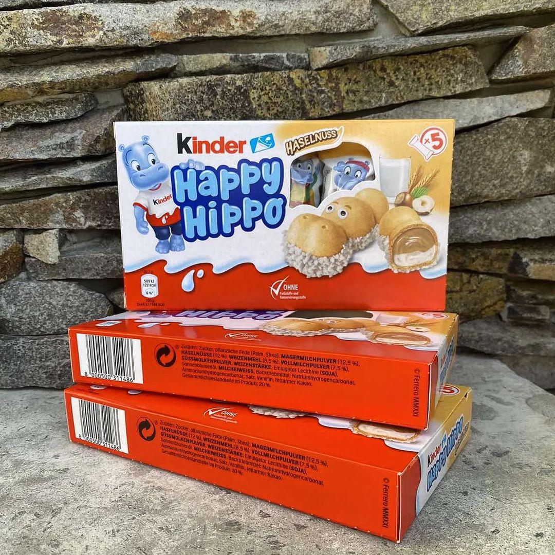 Хрустящее печенье Kinder Happy Hippo Hazelnut 103 гр. с нежной ореховой начинкой и крошкой из белого шоколада - фото 2 - id-p1200562650