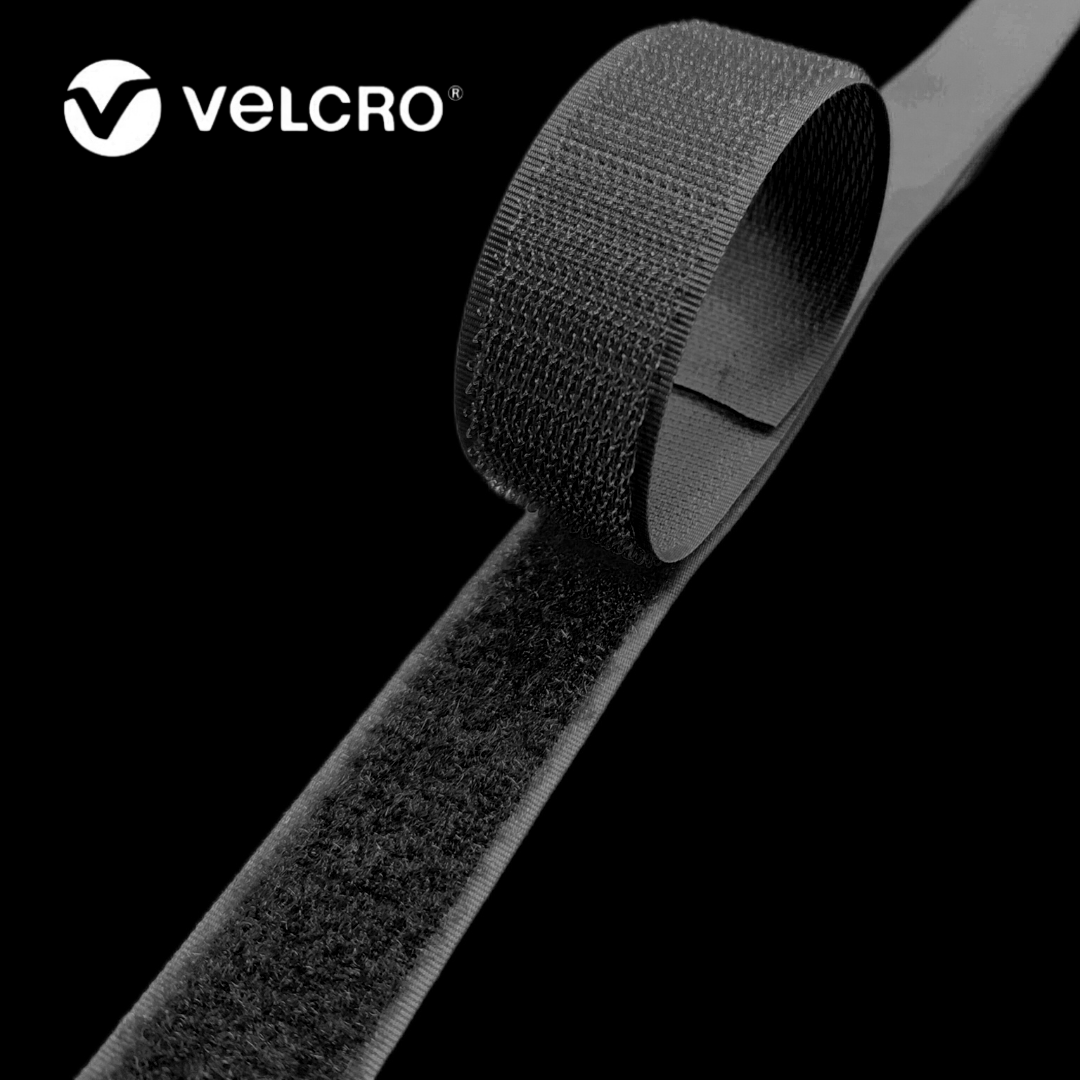 Липучка контактна Velcro 20 мм Оригінал колір чорний Black (3C0) стрічка-гачки та стрічка-петлі комплект loop/hook, фото 1