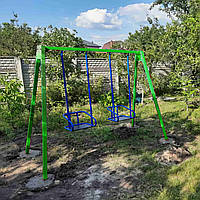 Качели детские садовые уличные усиленные двухместные, высота 2м СР (до 150 кг нагрузки на место)