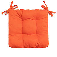 Подушка для стула, кресла, табуретки 40х40х8 оранжевая мандариновый завязки с двух сторон