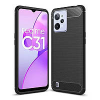 Чехол Fiji Polished Carbon для Realme C31 противоударный бампер черный