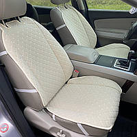 Накидки на сидіння з алькантари (штучної замші), Бежевий ромб із бежевим рядком. Преміум+. 2 передніх