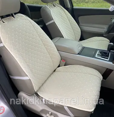 Накидка на сидіння з алькантари (штучної замші), Бежевий ромб із бежевим рядком. Преміум+. 1 передня, фото 1