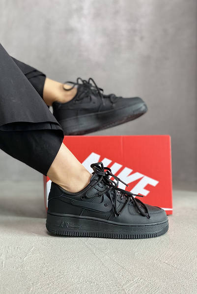 Nike Air Force 1 Low Black Off shoelaces Custom 09119 Marvinshop