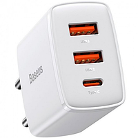 Сетевое зарядное устройство Baseus Compact Quick Charger 30W QC+ PD (1Type-C + 2USB) белый 208941