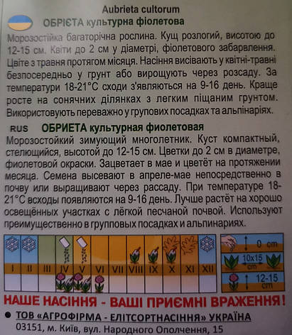 Обрієта культурна фіолетова 10шт, фото 3