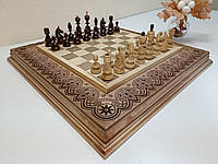 Шахи та шахівниця "Баттл Задоволення ЕКО" з маслянним покриттям з натуральної деревини ясена. Клеєне поле