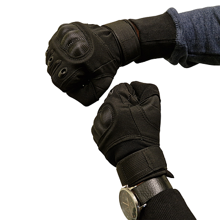 Рукавички тактичні чорні із закритими пальцями розмір XL, обхват долоні 22-24см, BC-8798, фото 1