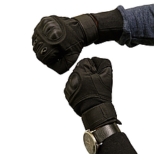 Рукавички тактичні чорні із закритими пальцями розмір L, обхват долоні 20-22см, BC-8798