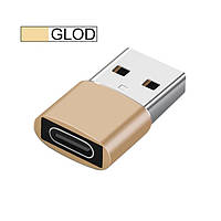 Адаптер для кабеля Type-C на USB Type-A переходник коннектор Gold