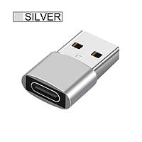 Адаптер для кабеля Type-C на USB Type-A переходник коннектор Silver