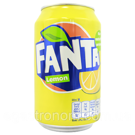 Напій газований лимон Фанта Fanta lemon 330ml 24шт/ящ (Код: 00-00013475), фото 1