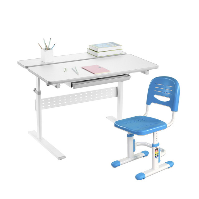 Комплект-трансформер Fundesk парта Colore Grey + стільчик SST3 Blue, фото 1