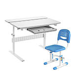 Комплект-трансформер Fundesk парта Colore Grey + стільчик SST3 Blue, фото 2