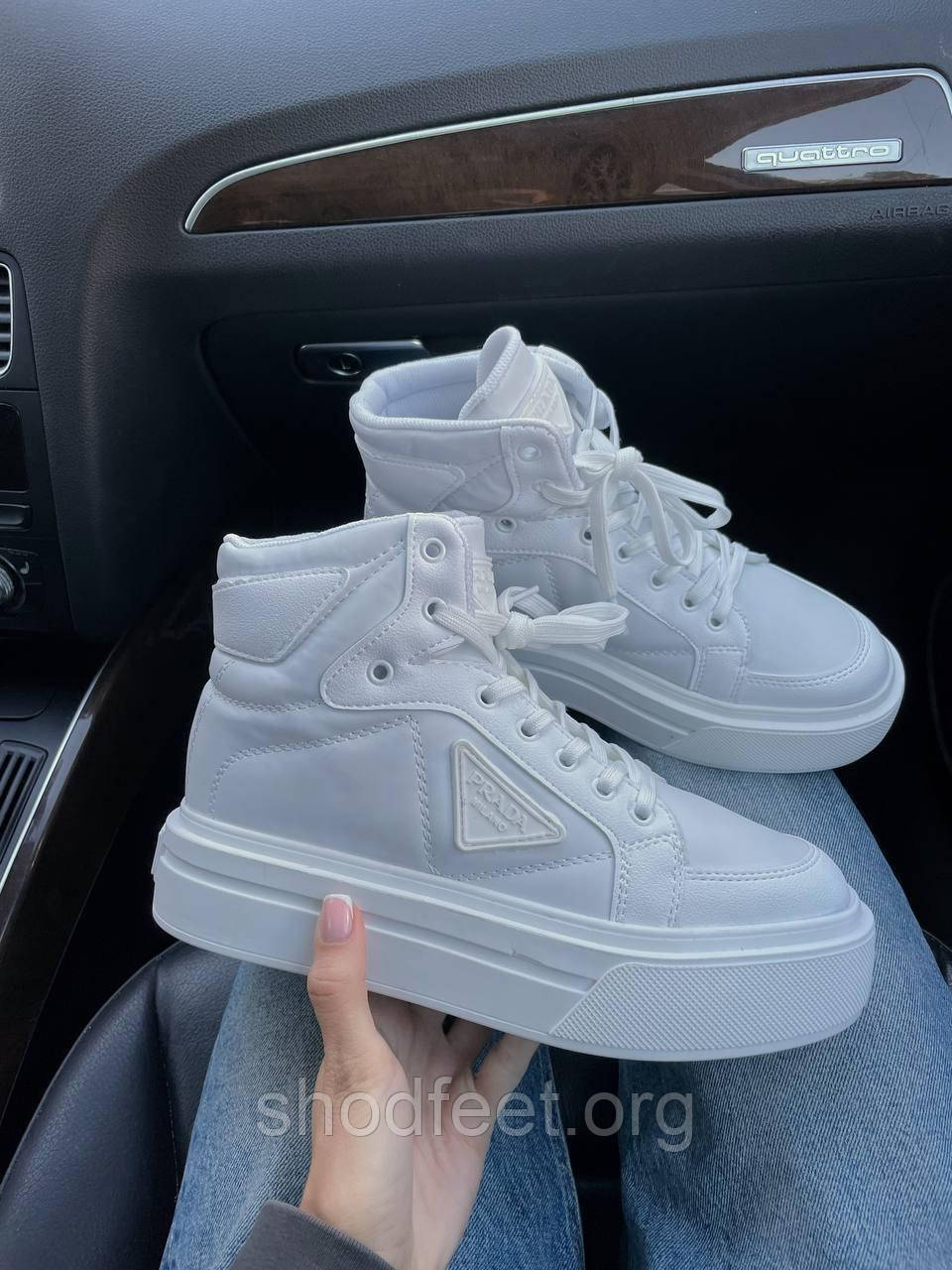 Жіночі кросівки Prada Re-Nylon High White