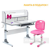 Комплект растущая парта для школьников Cubby Nerine Grey + детский стул FunDesk SST2 Pink