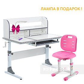 Комплект зростаюча парта для школярів Cubby Nerine Grey + стілець дитячий FunDesk SST2 Pink