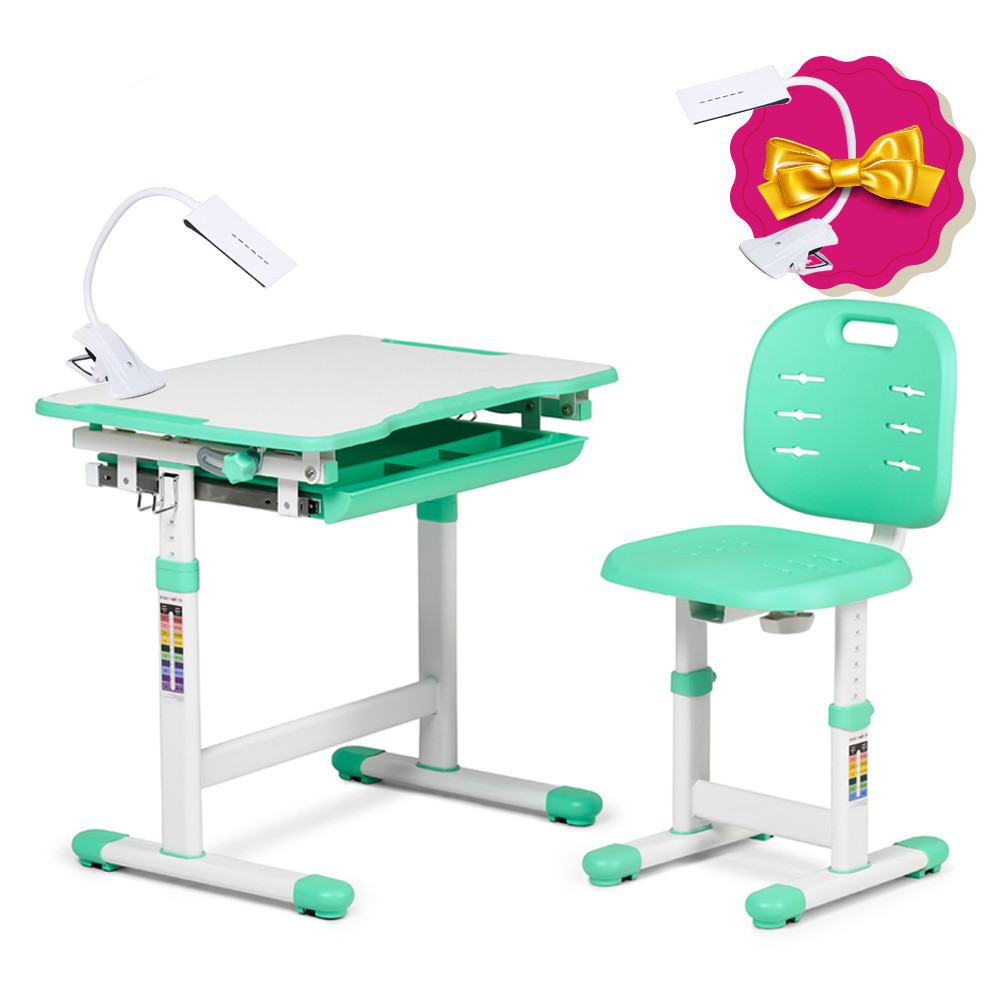Комплект парта + стілець трансформери FunDesk Piccolino III Green, фото 1