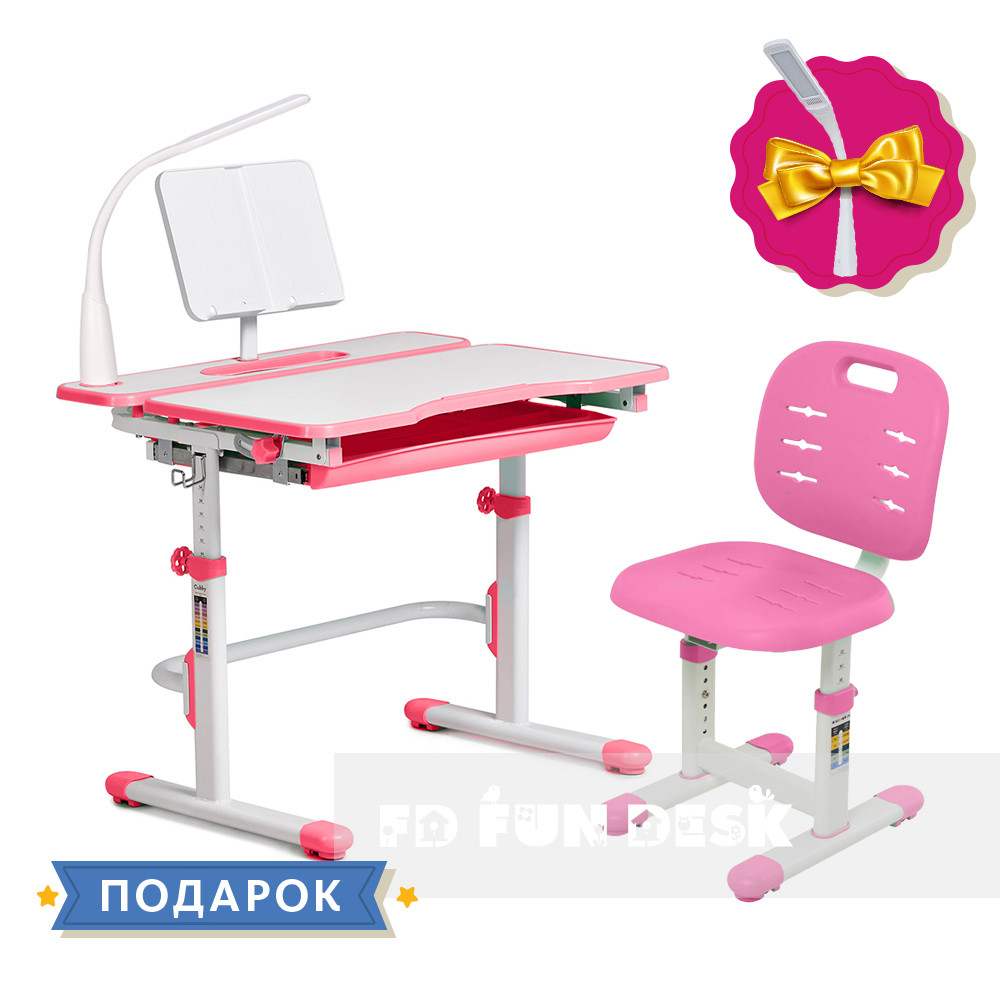 Комплект для дівчинки зростаюча парта Cubby Fressia Pink + стілець FunDesk SST2-S Pink, фото 1