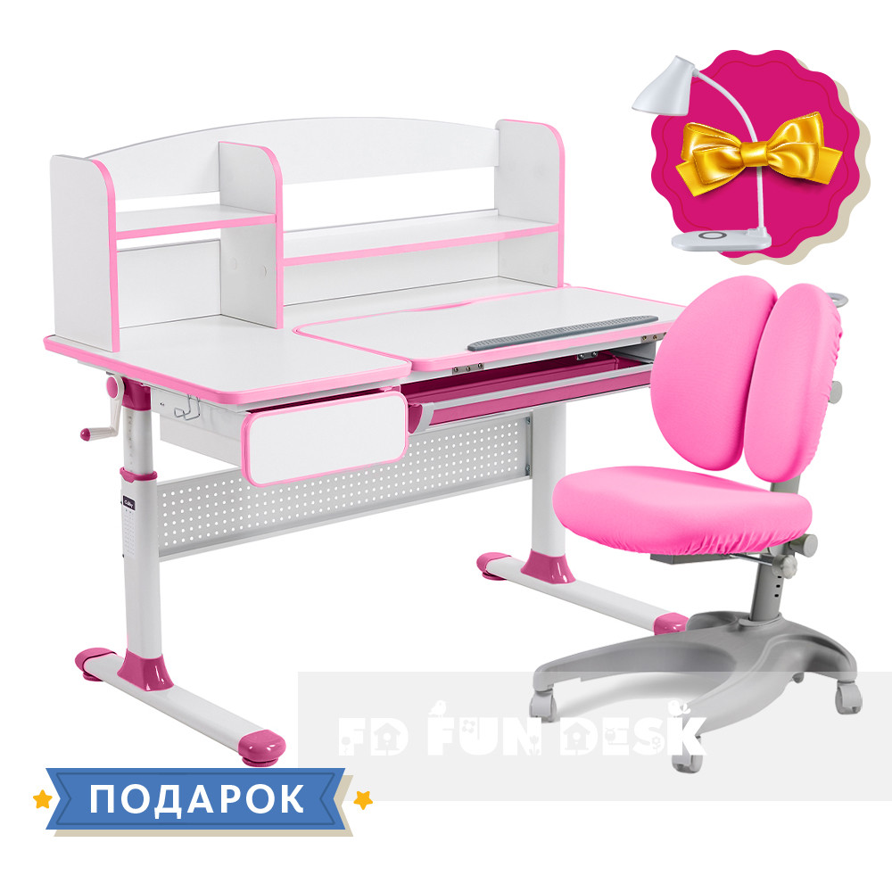 Комплект для принцеси 👸 парта Cubby Rimu Pink + ергономічне крісло FunDesk Solerte Pink, фото 1