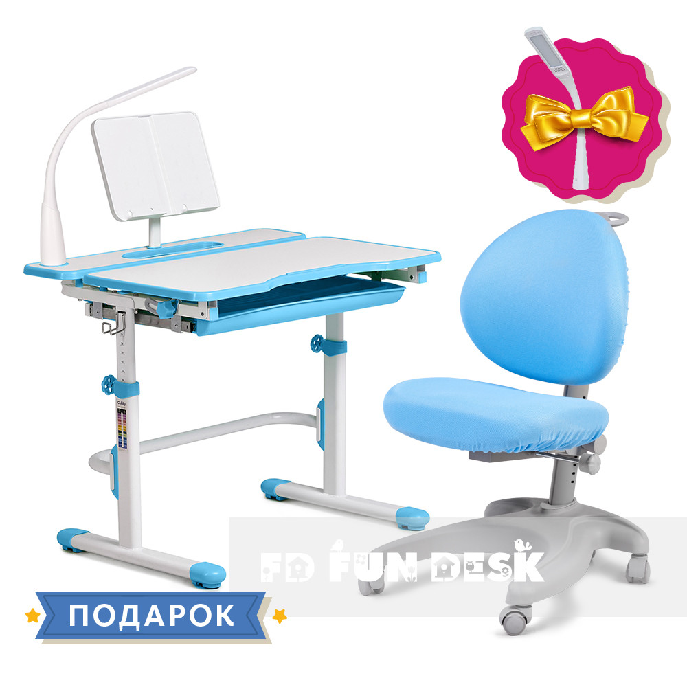 Комплект зростаюча парта Cubby Fressia Blue + дитяче ергономічне крісло FunDesk Cielo Blue, фото 1