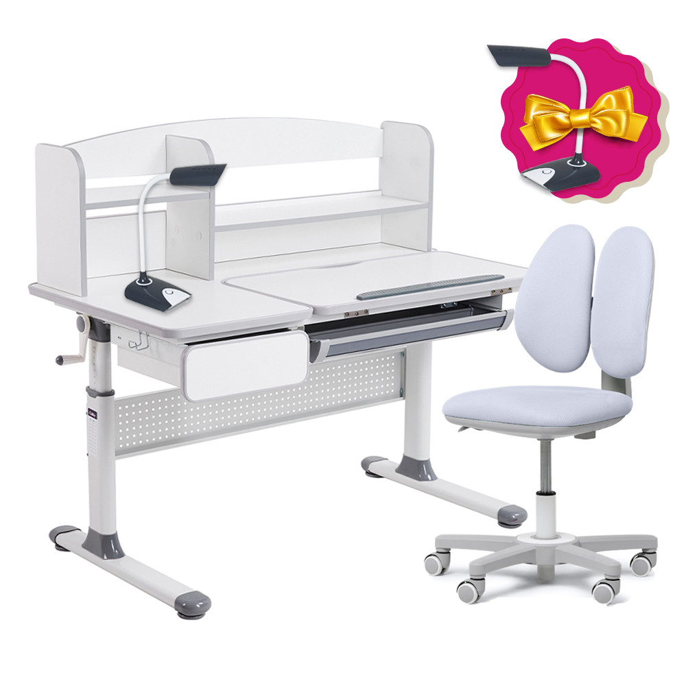 Комплект парту для школярів Cubby Rimu Grey + крісло Fundesk Mente Grey, фото 1