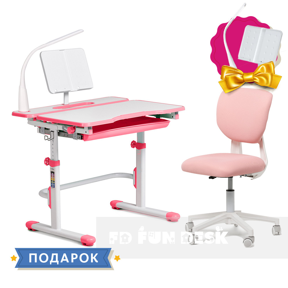 Комплект зростаюча парта Cubby Fressia Pink + ортопедичне крісло Buono Pink, фото 1