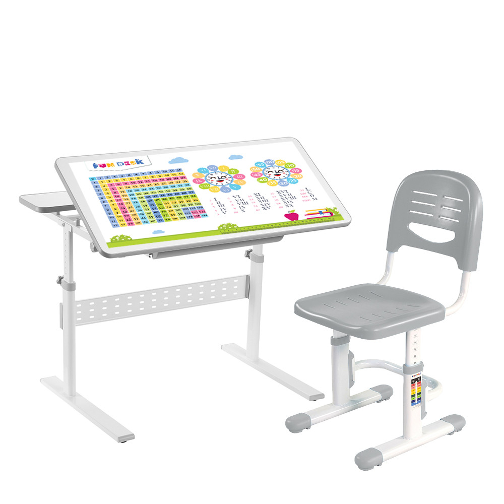 Комплект-трансформер Fundesk парта Colore Grey + дитячий стілець FunDesk SST3 Grey, фото 1