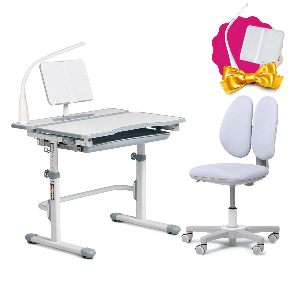 Комплект зростаюча парта Cubby Fressia Grey + ергономічне крісло Fundesk Mente Grey, фото 1