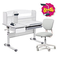 Комплект парта для школярів Cubby Rigu Grey + ергономічне крісло Fundesk Buono Grey