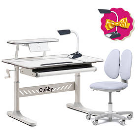 Комплект для підлітка парта-трансформер Cubby Tulipa Grey + ергономічне крісло Fundesk Mente Grey