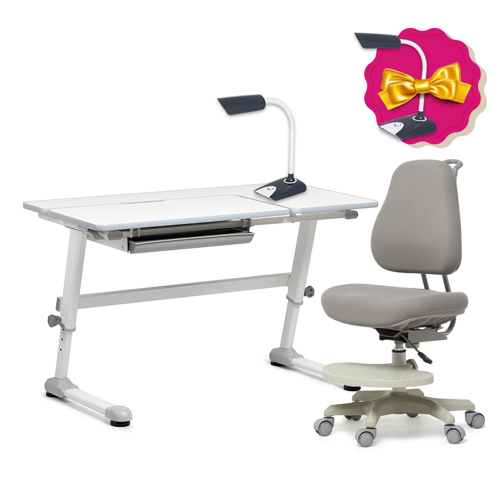Комплект парта-трансформер FunDesk Trovare Grey + ортопедічне крісло Cubby Paeonia Grey, фото 1