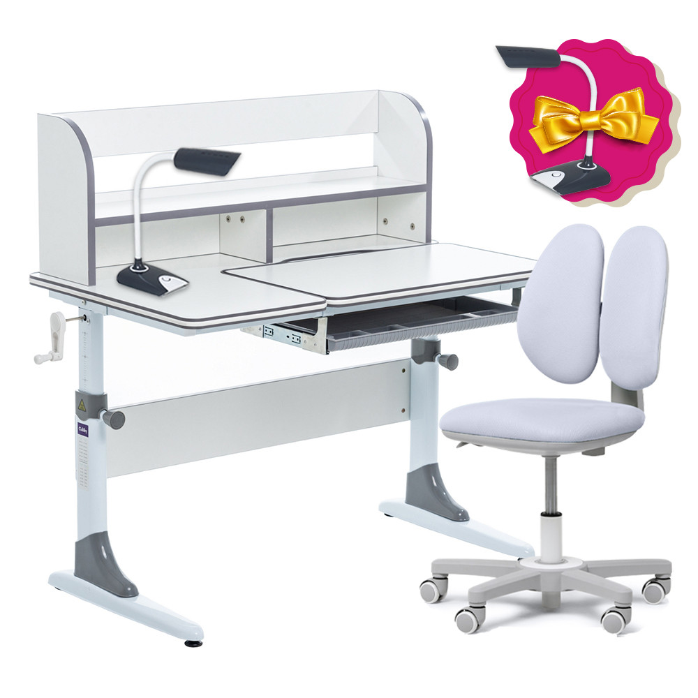 Комплект для школярів зростаюча парта Cubby Nerine Grey + ергономічне крісло Fundesk Mente Grey, фото 1