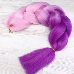 Канекалон рожевий фіолетовий омбре для зачісок, для кос-брейд