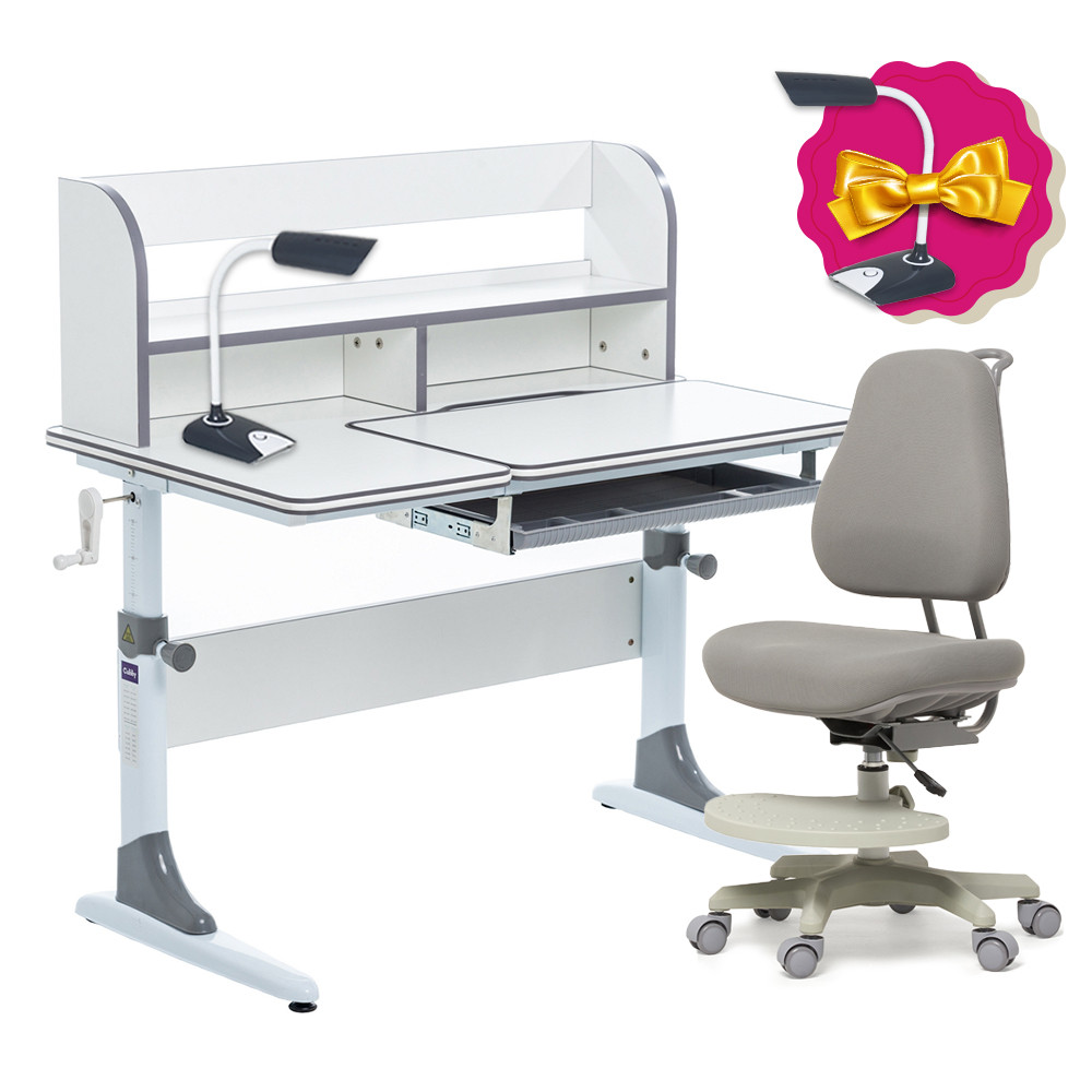 Комплект для школярів парта, що росте Cubby Nerine Grey + ортопедичне крісло Cubby Paeonia Grey, фото 1