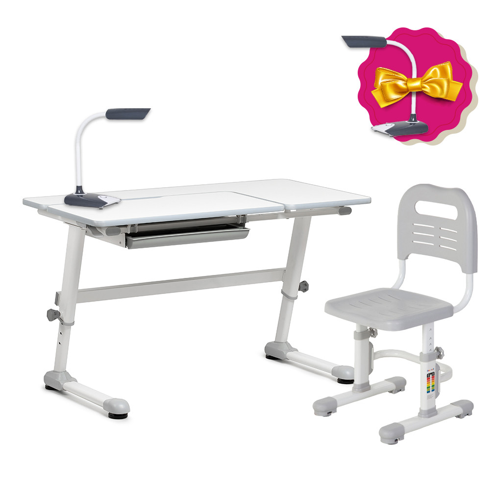 Комплект парта-трансформер FunDesk Trovare Grey + стілець FunDesk SST3L Grey, фото 1