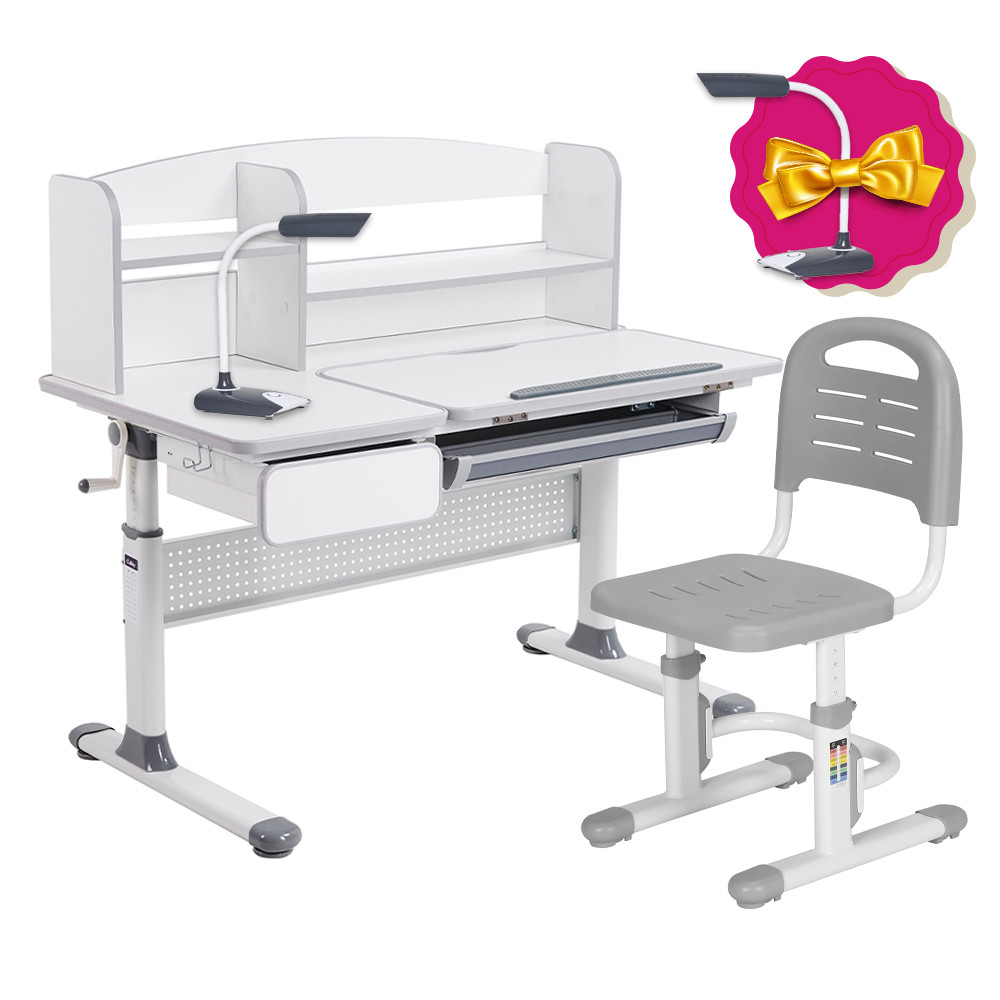 Комплект парта для школярів Cubby Rigu Grey + стілець FunDesk SST3L Grey, фото 1
