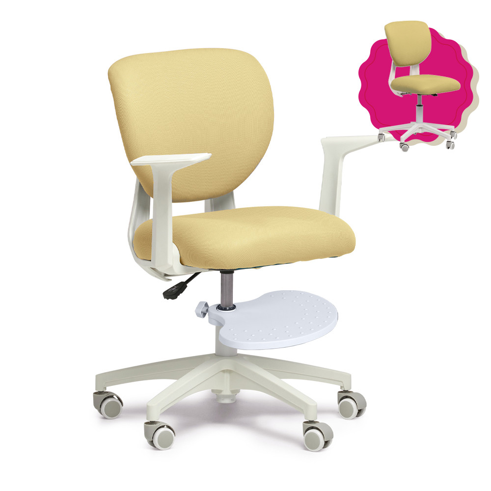 Дитяче ергономічне крісло Fundesk Buono Yellow з підлокітниками та підставкою для ніг, фото 1