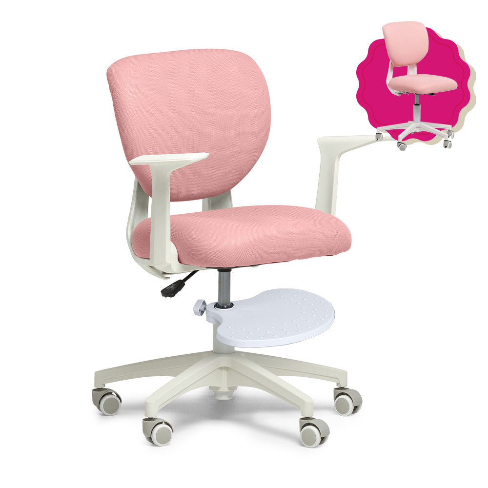 Дитяче ергономічне крісло Fundesk Buono Pink з підлокітниками та підставкою для ніг, фото 1
