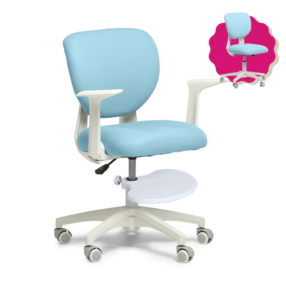 Дитяче ергономічне крісло Fundesk Buono Blue з підлокітниками та підставкою для ніг, фото 1