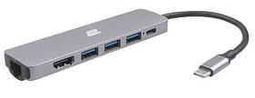 2E Адаптер USB-C Slim Aluminum Multi-Port 6in1