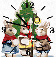 Картина по номерам часы ArtStory Праздничные кролики (ASG009) 30 х 30 см (Без коробки)