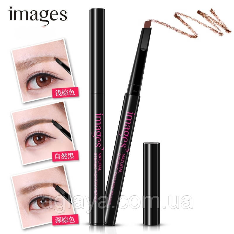 Олівець для брів світло-коричневий Natural stereo rotary pencil IMAGES, 0,4 г