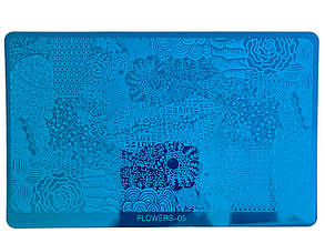 Пластина (диск) для стемпінгу метал (великий) 16,5 см. х 10, 5 см. FLOWERS-05