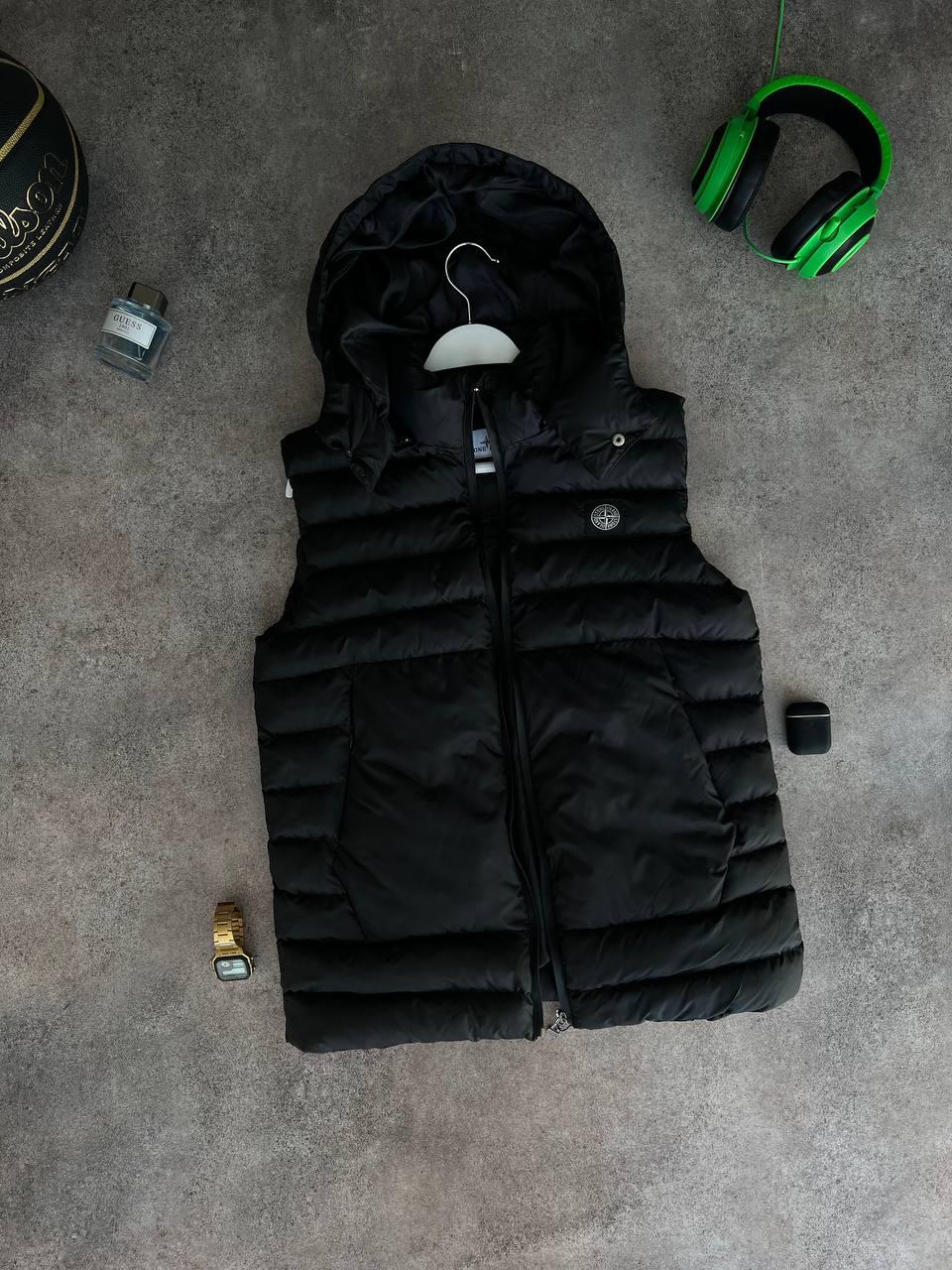 Чоловічий жилет Stone Island M1324 чорний, фото 1