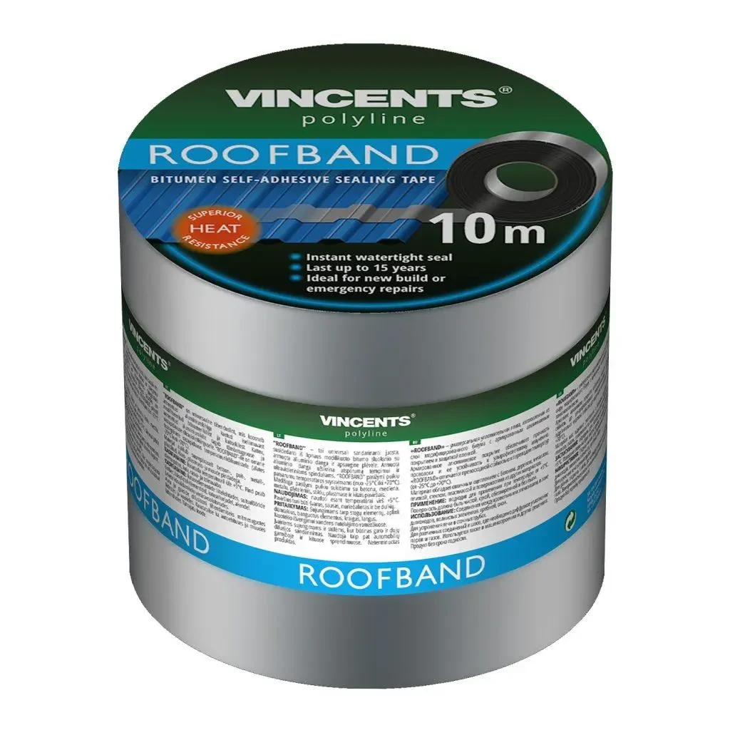 Руфбанд / Roofband – герметизуюча, самоклеюча бітумна стрічка (рулон 50 мм х 10 м)